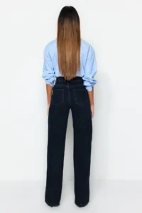 TRENDYOLMİLLA Gece Mavisi High Waist Wide Leg Wide Leg 100% Cotton Non-Stretch jeans - Image 6