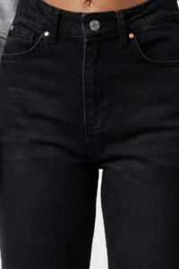 TRENDYOLMİLLA Black High Waist Plain Kesim Straight jeans - Image 3