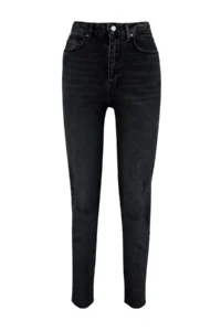 TRENDYOLMİLLA Black High Waist Less Flexible Mom Cut Hem jeans - Image 8