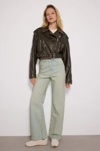 TRENDYOLMİLLA Mavi Soluk Efekt Vintage High Waist Wide Leg Wide Leg 100% Cotton Non-Stretch jeans - Image 2