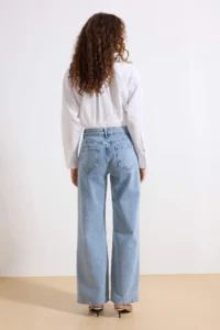 TRENDYOLMİLLA Mavi Stone Accessory Detailed High Waist Wide Leg jeans - Image 4