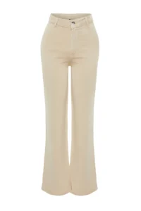 TRENDYOLMİLLA More Sustainable Beige 100% Tencel™ Low Waist Wide Leg jeans - Image 7