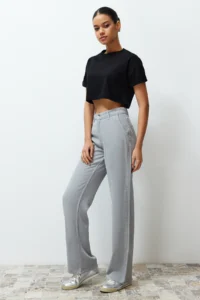 TRENDYOLMİLLA More Sustainable Gray 100% Tencel™ Low Waist Wide Leg jeans - Image 2