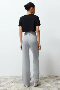 TRENDYOLMİLLA More Sustainable Gray 100% Tencel™ Low Waist Wide Leg jeans - Image 6