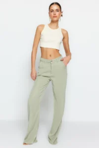 TRENDYOLMİLLA More Sustainable Mint 100% Tencel™ Low Waist Wide Leg jeans - Image 2
