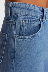 TRENDYOLMİLLA Mavi High Waist Ekstra Wide Leg Palazzo Pants Wide Leg 100% Cotton Non-Stretch jeans - Image 6