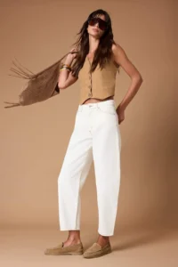 TRENDYOLMİLLA White High Waist barrel 100% Cotton Non-Stretch jeans
