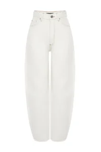 TRENDYOLMİLLA White High Waist barrel 100% Cotton Non-Stretch jeans - Image 10