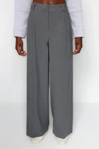 TRENDYOLMİLLA Anthracite Palazzo Pants/Extra Wide Leg Weaving Dress Pants  Palazzo Pants - Image 8