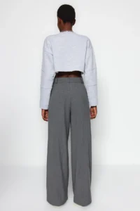 TRENDYOLMİLLA Anthracite Palazzo Pants/Extra Wide Leg Weaving Dress Pants  Palazzo Pants - Image 9