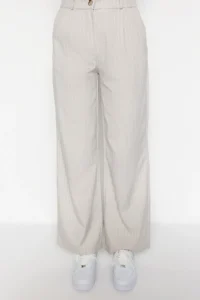 TRENDYOLMİLLA Stone Wide Leg/Wide Leg Weaving Striped Pants - Image 6