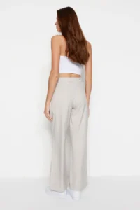 TRENDYOLMİLLA Stone Wide Leg/Wide Leg Weaving Striped Pants - Image 7