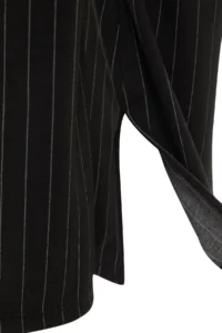 TRENDYOLMİLLA Black smart slit Flare/flared leg High Waist Striped Knitting Leggings Pants - Image 7
