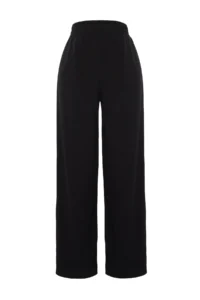 TRENDYOLMİLLA Black Wide Leg/Rahat Kesim High Waist Flexible Knitting Pants - Image 6