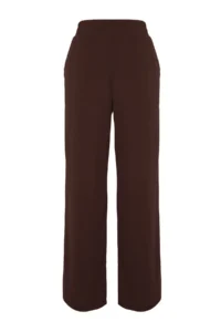 TRENDYOLMİLLA Brown Wide Leg/Rahat Kesim High Waist Flexible Pants - Image 8