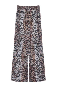TRENDYOLMİLLA Leopard Printed Wide Leg/Rahat Kesim High Waist Flexible Pants - Image 7