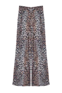 TRENDYOLMİLLA Leopard Printed Wide Leg/Rahat Kesim High Waist Flexible Pants - Image 8