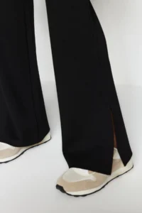 TRENDYOLMİLLA Black Side slit Flare/flared leg High Waist Knitting Pants - Image 2