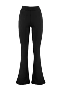 TRENDYOLMİLLA Black Ribbed Flare/flared leg High Waist Flexible Knitting Leggings Pants - Image 6