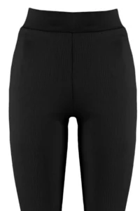 TRENDYOLMİLLA Black Ribbed Flare/flared leg High Waist Flexible Knitting Leggings Pants - Image 7