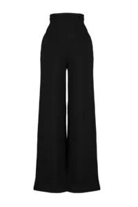 TRENDYOLMİLLA Black Arched Wideleg/Wide Leg Regular Waist smart Crepe Material Knitting Pants - Image 8