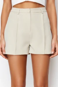 TRENDYOLMiLLA Beige Rib Detailed Weaving Shorts - Image 4