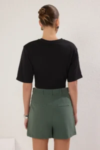 TRENDYOLMiLLA Green Rib Detailed Weaving Shorts - Image 4