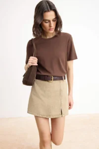 TRENDYOLMiLLA Beige slit Mini denim Shorts Skirt - Image 2