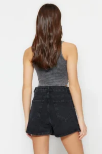 TRENDYOLMiLLA Black slit denim Shorts Skirt - Image 5