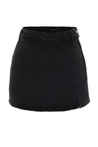 TRENDYOLMiLLA Black slit denim Shorts Skirt - Image 6