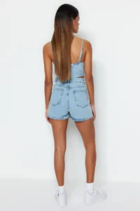 TRENDYOLMiLLA Mavi slit Mini denim Shorts Skirt - Image 6