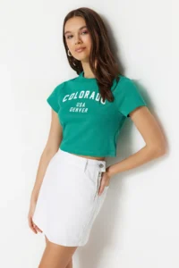 TRENDYOLMiLLA White slit denim Shorts Skirt - Image 7