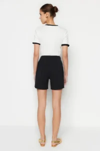 TRENDYOLMiLLA Black Gold Button Detailed High Waist interlock smart Knitting Shorts - Image 6