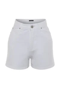 TRENDYOLMiLLA White High Waist Mini denim Shorts - Image 10