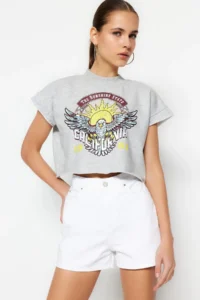 TRENDYOLMiLLA White High Waist Mini denim Shorts - Image 6