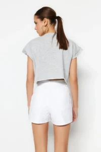 TRENDYOLMiLLA White High Waist Mini denim Shorts - Image 9