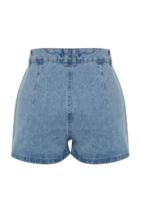TRENDYOLMiLLA Mavi Stone High Waist Mini Denim Shorts - Image 7