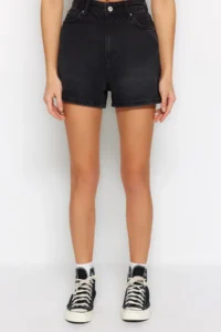 TRENDYOLMiLLA Black High Waist City Size denim Shorts - Image 4