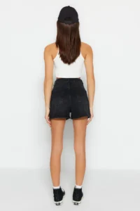 TRENDYOLMiLLA Black High Waist City Size denim Shorts - Image 7
