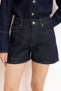 TRENDYOLMiLLA Dark Blue Raw High Waist City Size denim Shorts - Image 3