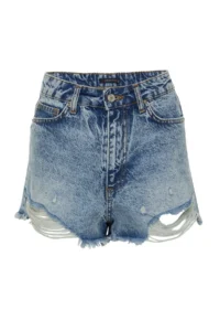TRENDYOLMiLLA Mavi Ripped High Waist Mini denim Shorts - Image 6