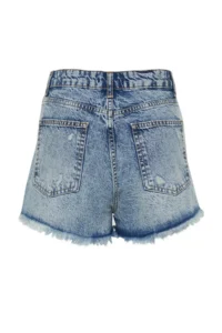 TRENDYOLMiLLA Mavi Ripped High Waist Mini denim Shorts - Image 7
