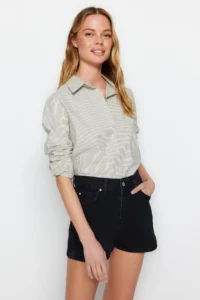 TRENDYOLMiLLA Black High Waist Mini denim Shorts - Image 5