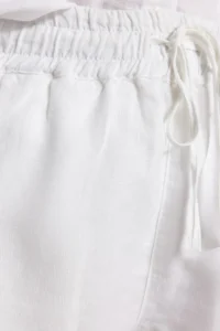 TRENDYOLMiLLA White 100% Linen Elastic Waist High Waist Shorts - Image 11