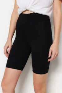 TRENDYOLMİLLA Black High Waist Shaping Biker interlock Knitting Leggings - Image 2