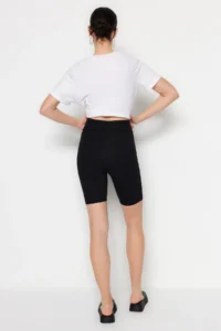 TRENDYOLMİLLA Black High Waist Shaping Biker interlock Knitting Leggings - Image 5
