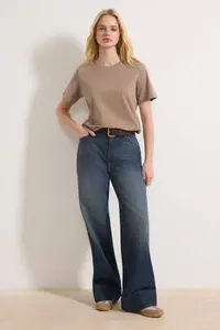 TRENDYOLMİLLA Mink 100% Cotton Basic Crew Neck Knitting T-Shirt