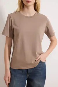 TRENDYOLMİLLA Mink 100% Cotton Basic Crew Neck Knitting T-Shirt - Image 3