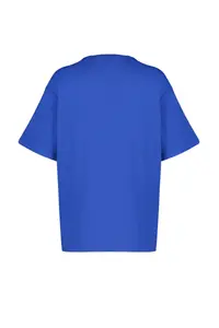 TRENDYOLMİLLA Saks Blue 100% Thick Cotton Oversized/Wide Pattern Crew Neck Knitting T-Shirt - Image 7