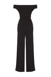 TRENDYOLMİLLA Black Carmen Collar Flexible Knitting Blouse/Pants Top and Bottom Set - Image 6